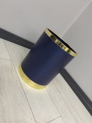 Yağmur Dekoratif Parlak Mavi Gold Metal Saksı