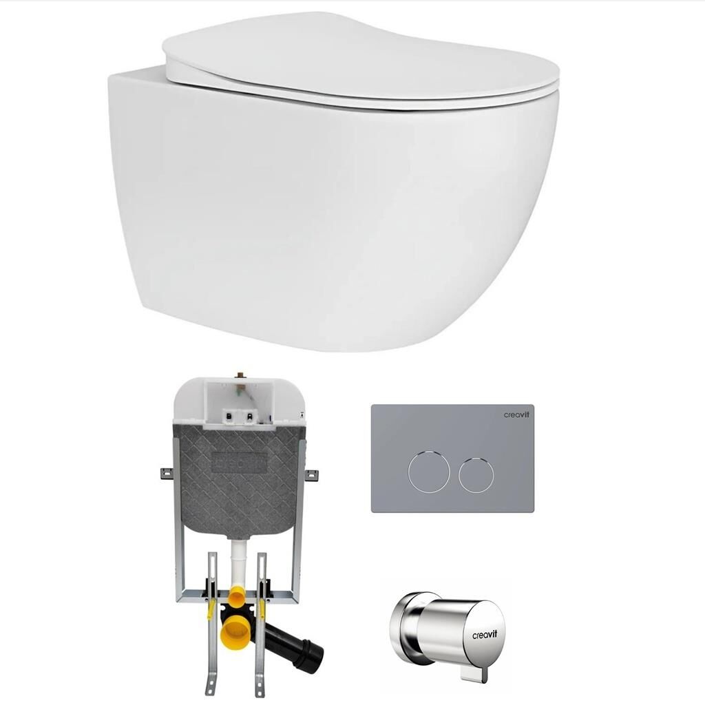 Creavit Free Rim-Off Asma Klozet + Creavit Yavaş Kapanır Kapak + Creavit Gömme Rezervuar