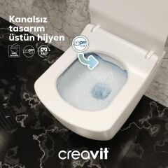 Creavit Elegant Rim-off Asma Klozet + Yavaş Kapanır Kapak + Creavit Gömme Rezervuar Set