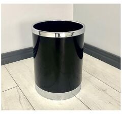 Yağmur Dekoratif Parlak Siyah Krom Metal Saksı ,