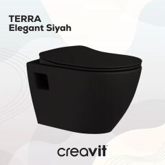 Creavit Terra Mat Siyah Asma Klozet + Yavaş Kapanır Kapak