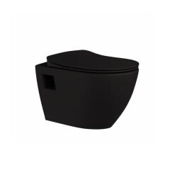 Creavit Terra Mat Siyah Asma Klozet + Yavaş Kapanır Kapak