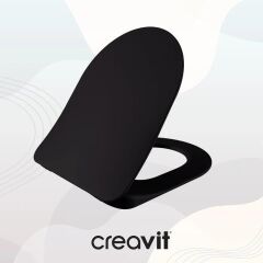 Creavit Terra Mat Siyah Asma Klozet + Yavaş Kapanır Kapak