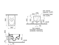 VitrA Metropole Rim-Ex Kanlasız Asma Klozet + Duroplast Yavaş Kapak + Gömme Rezervuar SET