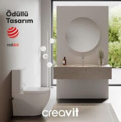 Creavit Mare Duvara Sıfır Kanalsız Klozet + Rezervuar + Duroplast Kapak + Çift Basmalı İç Takım SET