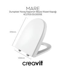 Creavit Mare Duvara Sıfır Kanalsız Klozet + Rezervuar + Duroplast Kapak + Çift Basmalı İç Takım SET