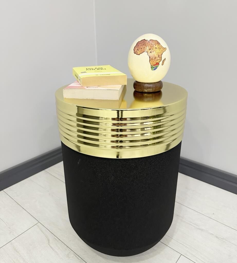 ELEGANT Dekoratif Gold Darbuka Siyah Sehpa 60cm