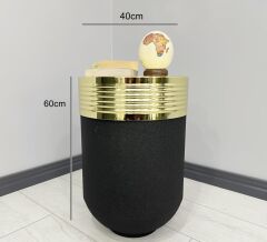 ELEGANT Dekoratif Gold Darbuka Siyah Sehpa 60cm