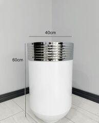 ELEGANT Dekoratif Krom Darbuka Parlak Beyaz Saksı 60cm
