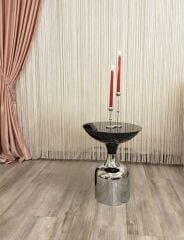 Olympos Dekoratif Parlak Siyah Kısa Model Krom Sehpa 50 cm
