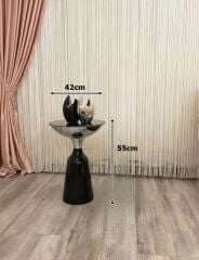 Olympos Dekoratif Parlak Siyah Uzun Model Krom Sehpa 55 cm