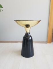 Olympos Dekoratif Parlak Siyah Model Gold Sehpa 50 ve 55 cm