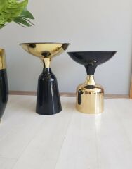 Olympos Dekoratif Parlak Siyah Model Gold Sehpa 50 ve 55 cm