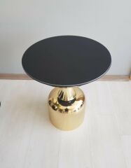 Olympos Dekoratif Parlak Siyah Model Gold Sehpa 50 ve 55 cm