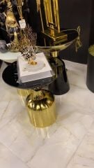 Olympos Dekoratif Parlak Siyah Model Gold Sehpa 50 ve 55 cm