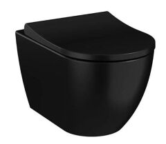 VitrA S60 Kanalsız Mat Siyah Asma Klozet + VitrA Slim Yavaş Kapanır Kapak