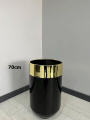 Dekoratif Gold Darbuka Parlak Siyah Saksı 70cm