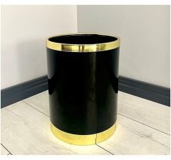 Yağmur Dekoratif Parlak Siyah Gold Metal Saksı ,