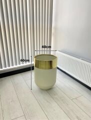 Dekoratif Gold Darbuka Beyaz Saksı 60cm