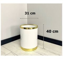 Yağmur Dekoratif Parlak Beyaz Gold Metal Saksı ,