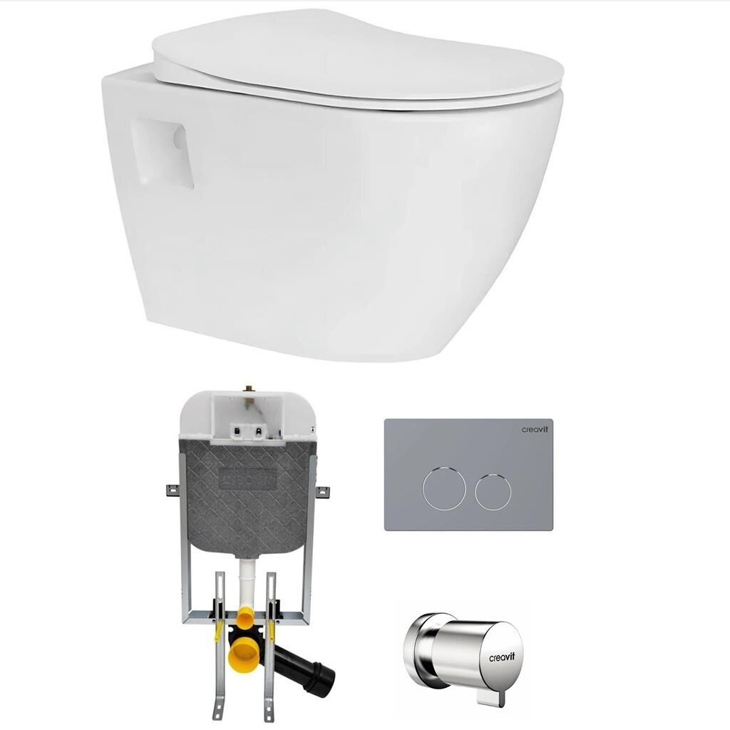 Creavit Terra Rim-Off Asma Klozet + Creavit Duck Yavaş Kapanır Kapak + Creavit Gömme Rezervuar