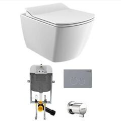 Creavit Elegant Rim-off Asma Klozet + Yavaş Kapanır Kapak + Creavit Gömme Rezervuar Set