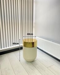 Dekoratif Gold Darbuka Beyaz Sehpa 60cm