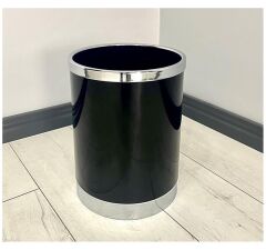 Yağmur Dekoratif Parlak Siyah Krom Metal Saksı ,