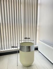 Dekoratif Krom Darbuka Beyaz Saksı 60cm
