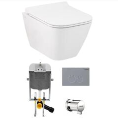 Seramiksan Saturn Rim-Out (Kanalsız) Asma Klozet + Creavit Gömme Rezervuar + Yavaş Kapanır Kapak