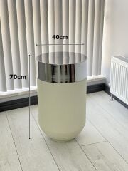 Dekoratif Krom Darbuka Beyaz Sehpa 70cm