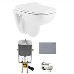 Seramiksan Petite Kanalsız Rim-Out Asma Klozet + Yavaş Kapanır Kapak + Creavit Gömme Rezervuar