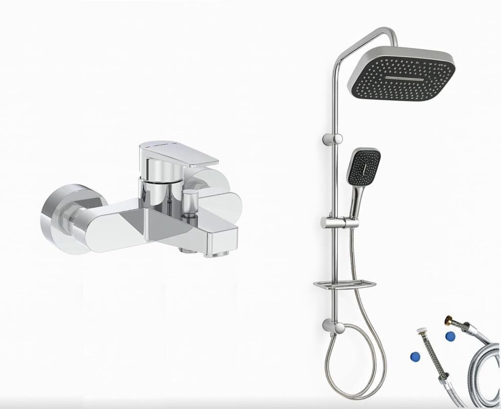 Artema Flow Square Banyo Bataryası + Doppo Prime Lux Tepe Duş Sistemi