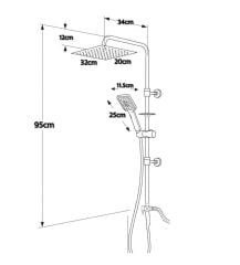 Artema Flow Square Banyo Bataryası + Flow Square Lavabo Bataryası + Doppo Prime Lux Tepe Duş Sistemi