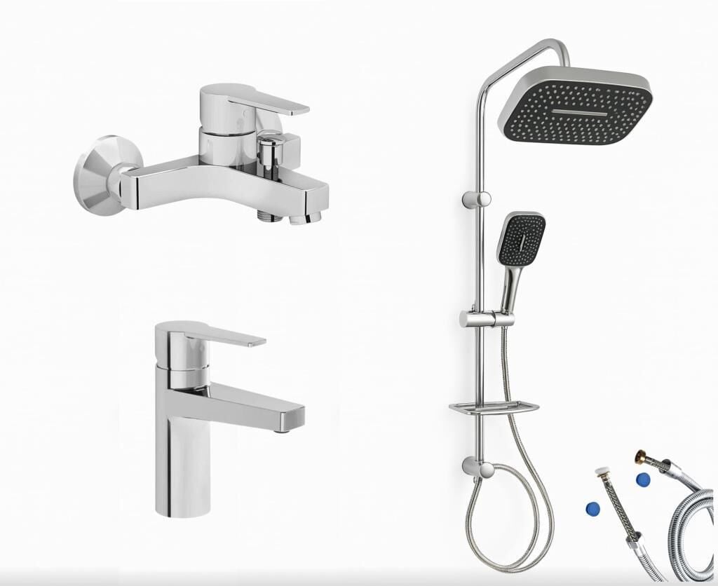 Artema Nora S Banyo Bataryası + Nora S Lavabo Bataryası + Doppo Prime Lux Tepe Duş Sistemi
