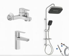 Artema Nora S Banyo Bataryası + Nora S Lavabo Bataryası + Doppo Prime Lux Tepe Duş Sistemi