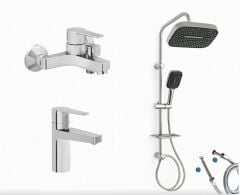 Artema Nora S Banyo Bataryası + Nora S Lavabo Bataryası + Doppo Prime Lux Tepe Duş Sistemi