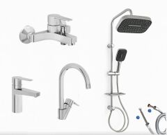 Artema Nora S Banyo Bataryası + Lavabo Bataryası + Eviye Bataryası + Doppo Prime Lux Tepe Duş Sistemi