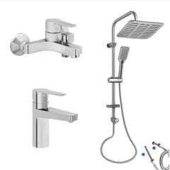 Artema Nora S Banyo Bataryası + Nora S Lavabo Bataryası + Doppo Siena Lux Tepe Duş Sistemi