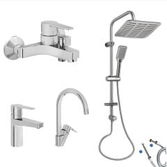 Artema Nora S Banyo Bataryası + Lavabo Bataryası + Eviye Bataryası + Doppo Siena Lux Tepe Duş Sistemi