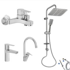 Artema Nora S Banyo Bataryası + Lavabo Bataryası + Eviye Bataryası + Doppo Siena Lux Tepe Duş Sistemi
