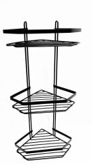 LİDER SİYAH 3 KATLI BANYO KÖŞE RAFI,ŞAMPUANLIK