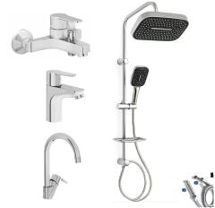 Artema Win S Banyo Bataryası + Lavabo Bataryası + Eviye Bataryası + Doppo Prime Lux Tepe Duş Sistemi