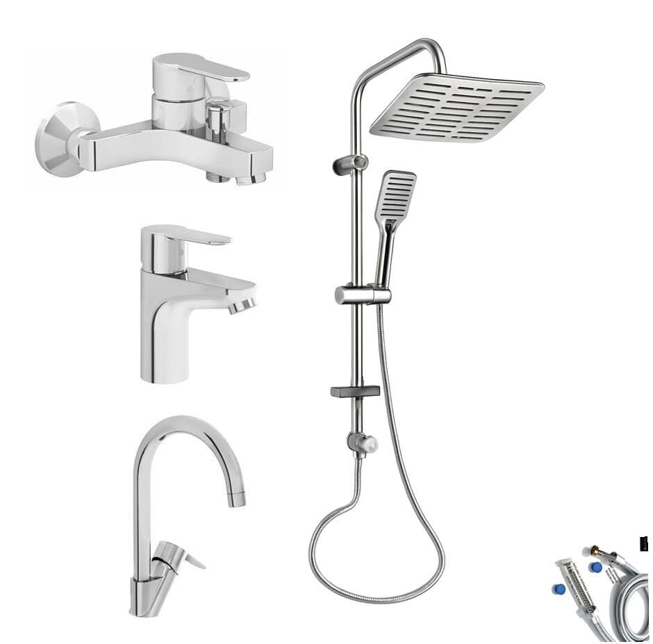 Artema Win S Banyo Bataryası + Lavabo Bataryası + Eviye Bataryası + Doppo Siena Lux Tepe Duş Sistemi