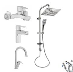 Artema Win S Banyo Bataryası + Lavabo Bataryası + Eviye Bataryası + Doppo Siena Lux Tepe Duş Sistemi
