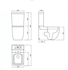 S25 SQUARE DUVARA SIFIR KANALSIZ KLOZET+REZERVUAR+İÇ TAKIM+KLOZET KAPAĞI SET
