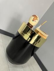 Dekoratif Gold Darbuka Parlak Siyah Sehpa 60cm