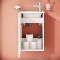 Ardea 69564 Banyo Dolabı Seti Kapaklı, 40 cm, Parlak Beyaz