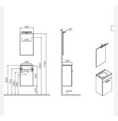 Ardea 69564 Banyo Dolabı Seti Kapaklı, 40 cm, Parlak Beyaz