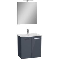 Ardea 69561 Banyo Dolabı Seti, Kapaklı, 60 cm, Parlak Antrasit
